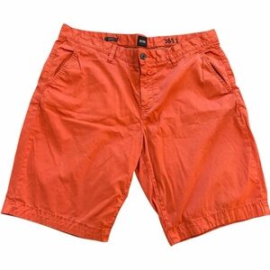 Boss Vibrant Orange Men’s Flat Front Shorts Waist 38